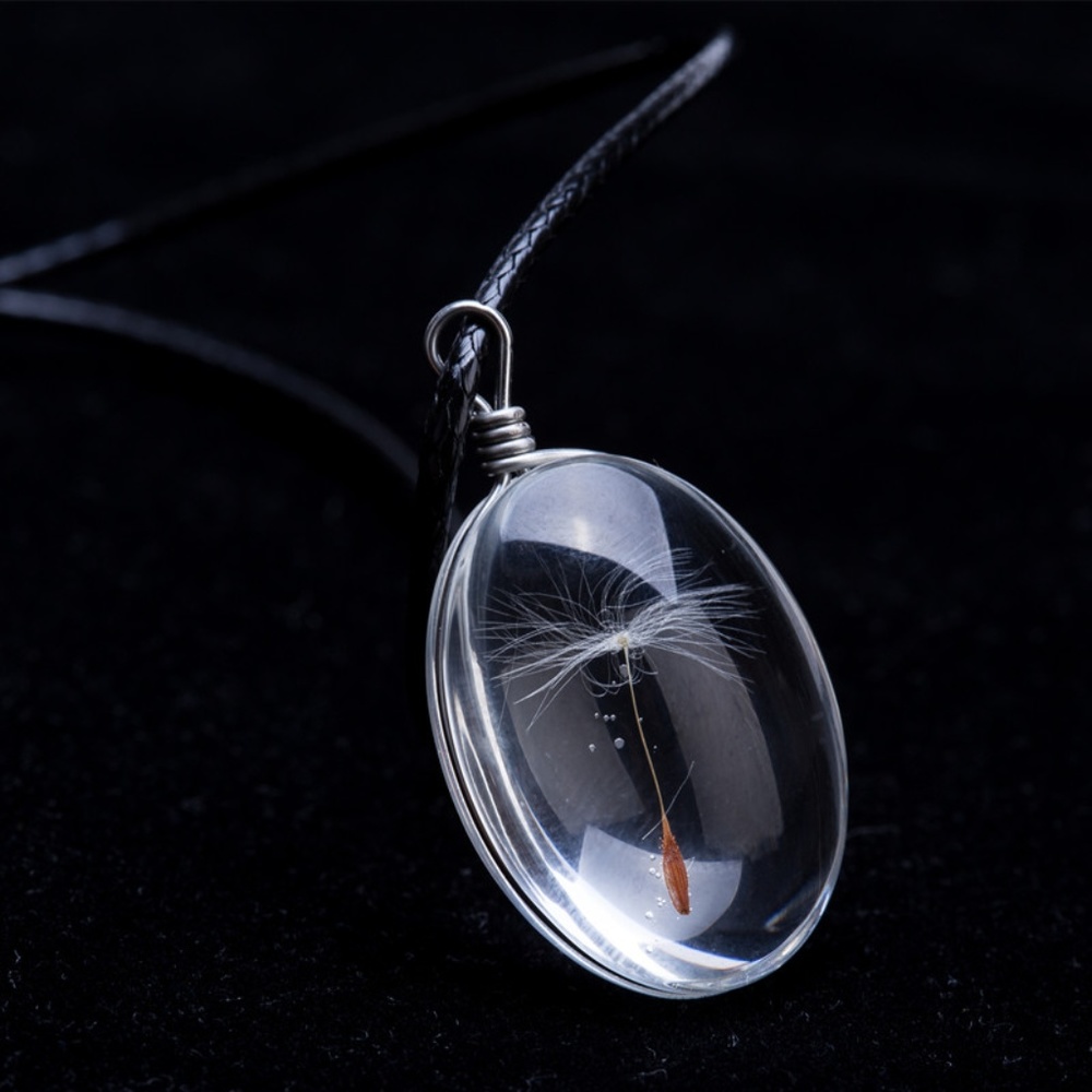 Crystal Glass Ball Dandelion Necklace